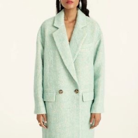 J Crew Brushed Wool Relaxed Topcoat Wintermint S - Picture 2 of 10